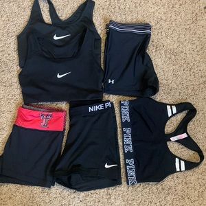 NIKE, Underarmour, and Pink Sports Bras and Spandex
